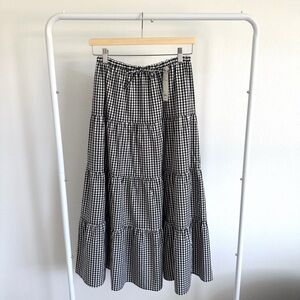 GU Tiered Maxi Skirt Gingham Checkered